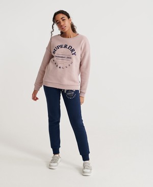 Superdry Embroidered Serif Brushed Női Pulóver Lila | TECVB1890